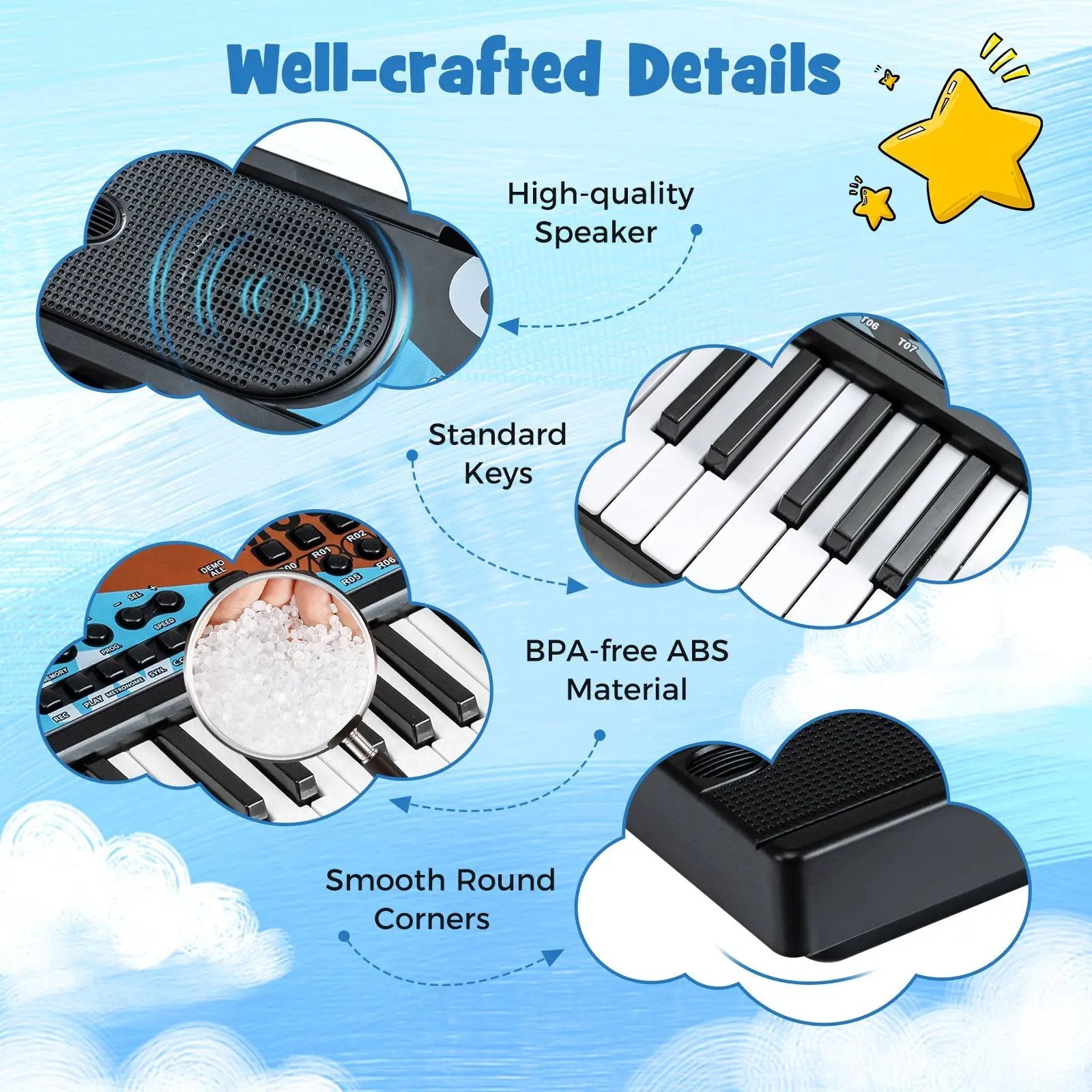 Kids Piano Keyboard 49 Keys Portable Electric Keyboard Piano with 8 Rhythms 8 Tones by DirectDeals