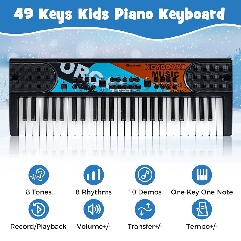 Kids Piano Keyboard 49 Keys Portable Electric Keyboard Piano with 8 Rhythms 8 Tones by DirectDeals