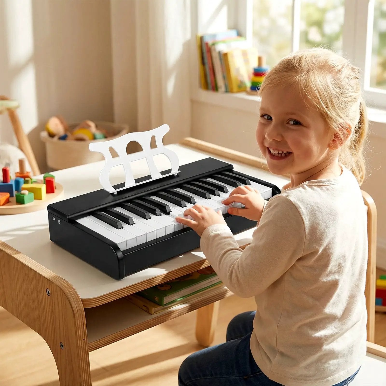 Kids Piano Keyboard 30 Keys Digital Piano with Music Stand for 3+ Years Old Beginners by DirectDeals