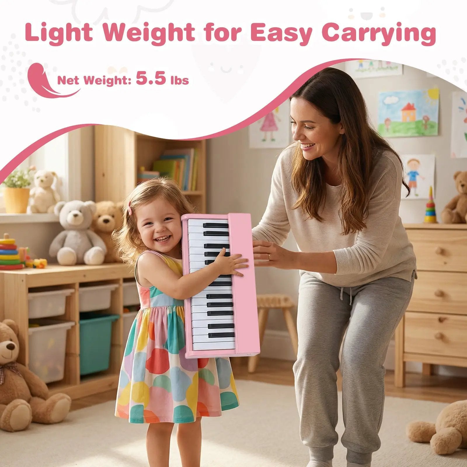 Kids Piano Keyboard 30 Keys Digital Piano with Music Stand for 3+ Years Old Beginners by DirectDeals