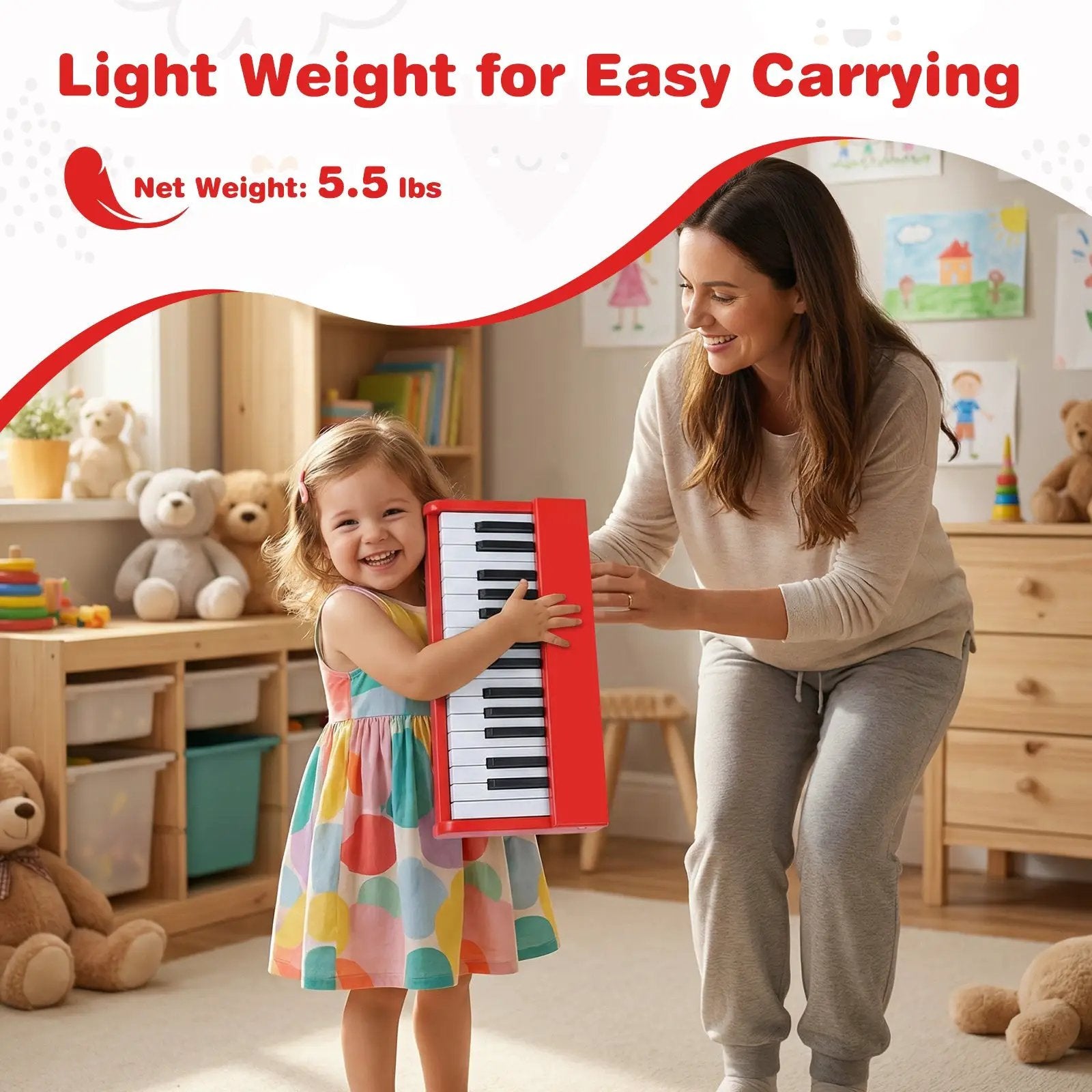 Kids Piano Keyboard 30 Keys Digital Piano with Music Stand for 3+ Years Old Beginners by DirectDeals