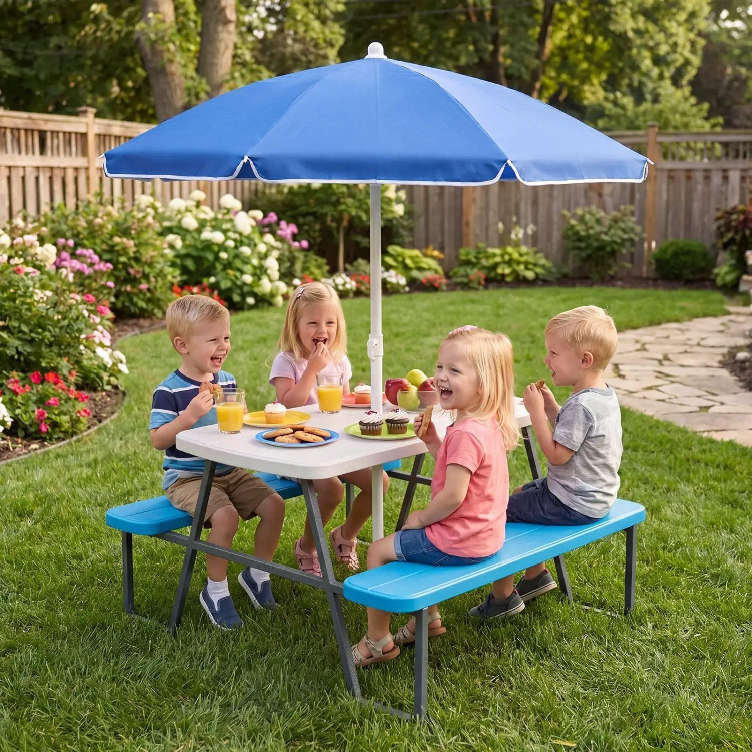 Kids Picnic Table with Benches Seats up to 4 by DirectDeals