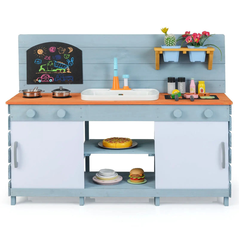Kids Play Kitchen Set with Stoves for Boys Girls Aged 3-8-Blue by DirectDeals