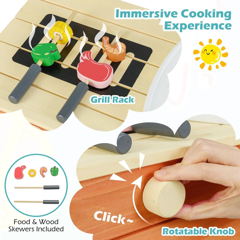 Kids Play Kitchen Set Wooden Kitchen Playset Chef Pretend Mud Kitchen-Blue by DirectDeals