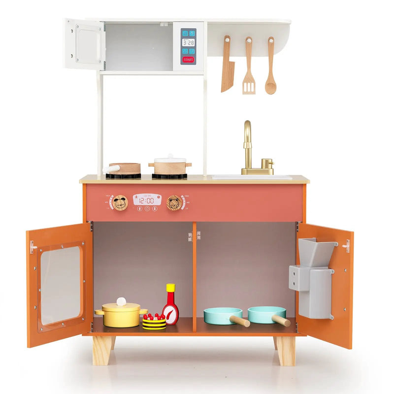 Kids Play Kitchen with Microwave and Rotation Knobs for Girls Boys Aged 3-6 by DirectDeals