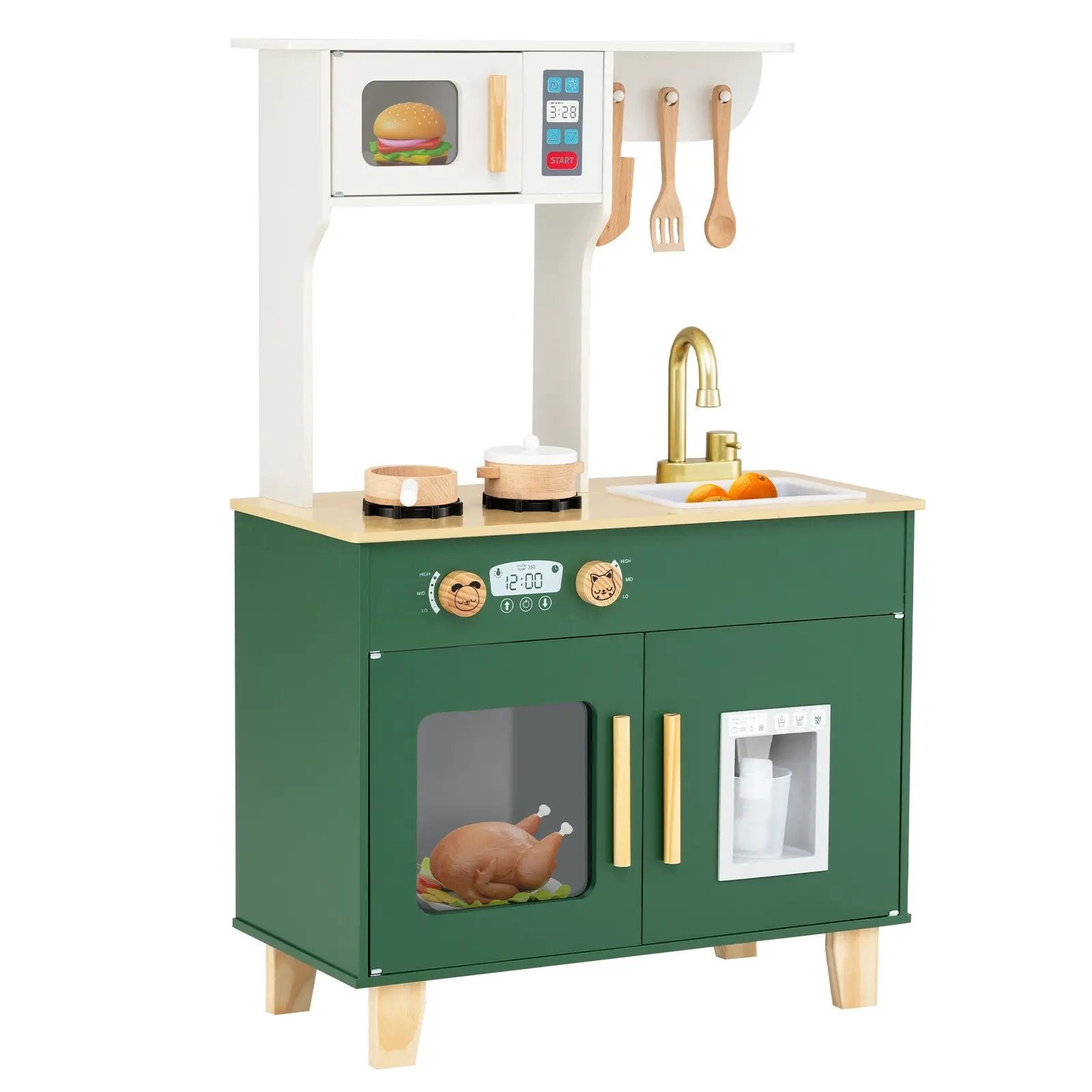 Kids Play Kitchen with Microwave and Rotation Knobs for Girls Boys Aged 3-6 by DirectDeals
