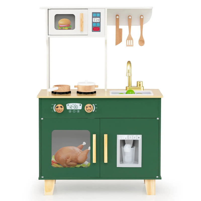 Kids Play Kitchen with Microwave and Rotation Knobs for Girls Boys Aged 3-6 by DirectDeals