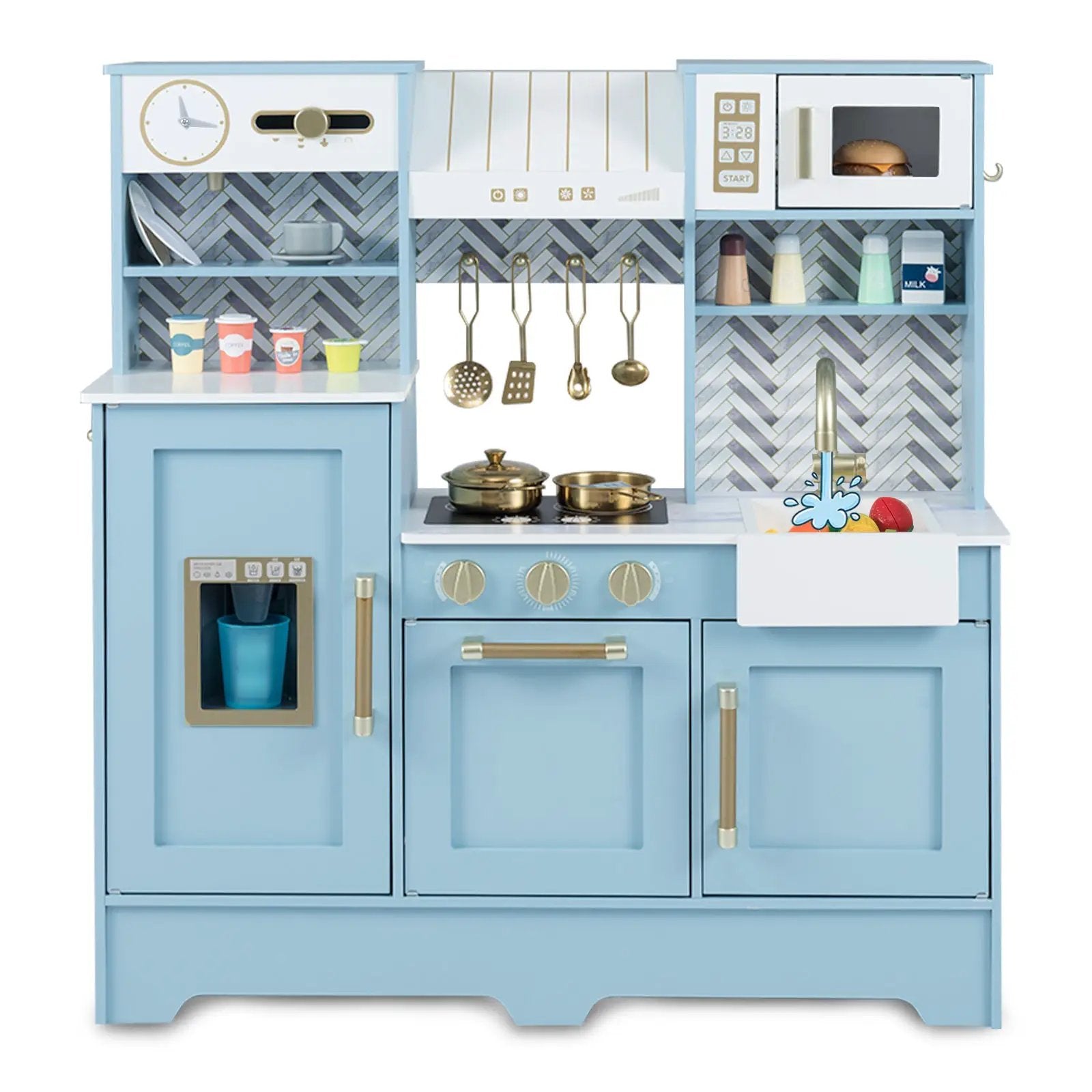 Kids Play Kitchen with Stoves and Faucet for Girls Boys Aged 3-6 by DirectDeals