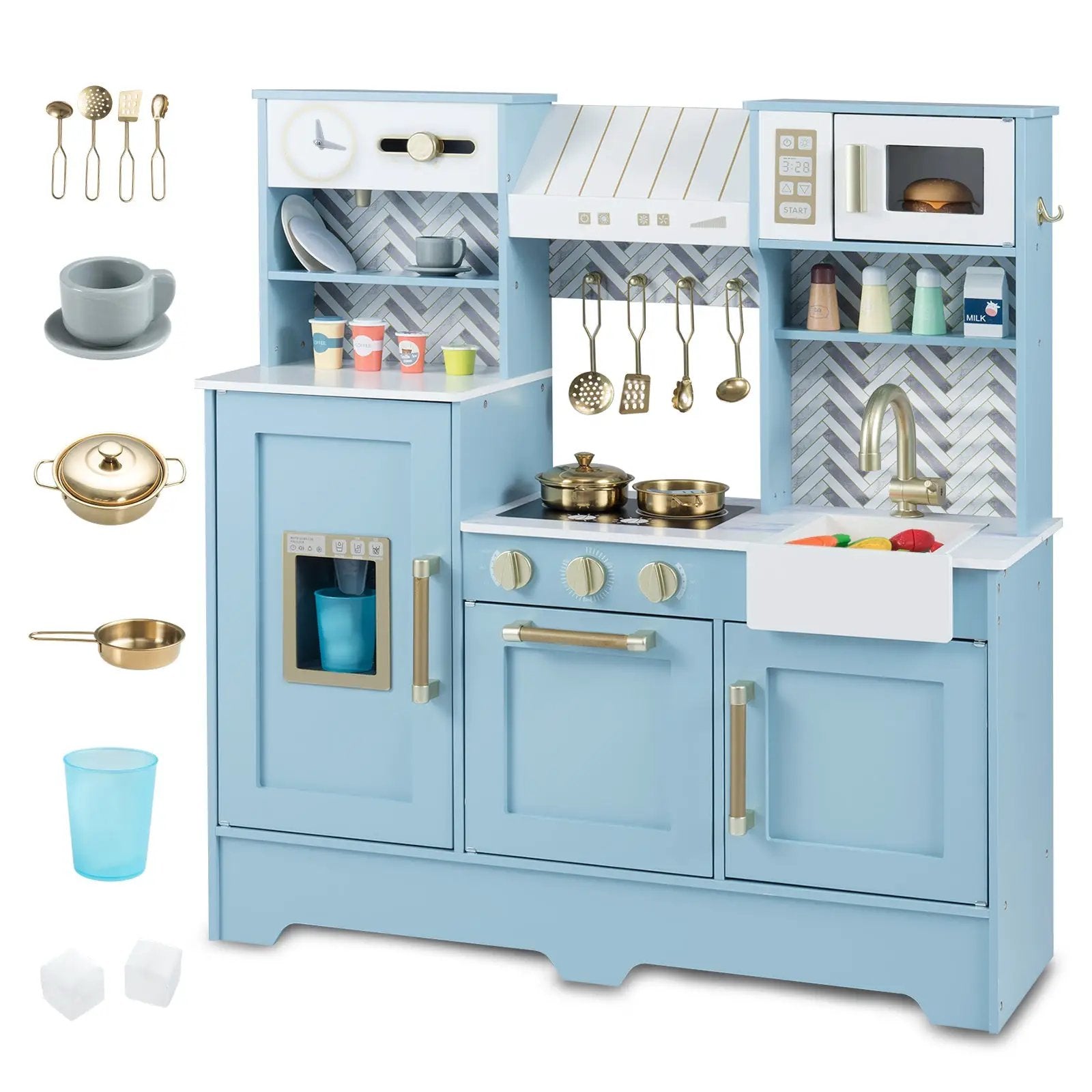 Kids Play Kitchen with Stoves and Faucet for Girls Boys Aged 3-6 by DirectDeals