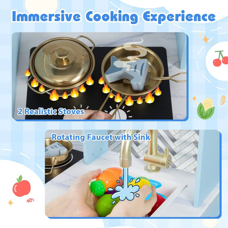 Kids Play Kitchen with Stoves and Faucet for Girls Boys Aged 3-6 by DirectDeals
