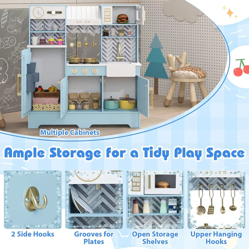 Kids Play Kitchen with Stoves and Faucet for Girls Boys Aged 3-6 by DirectDeals