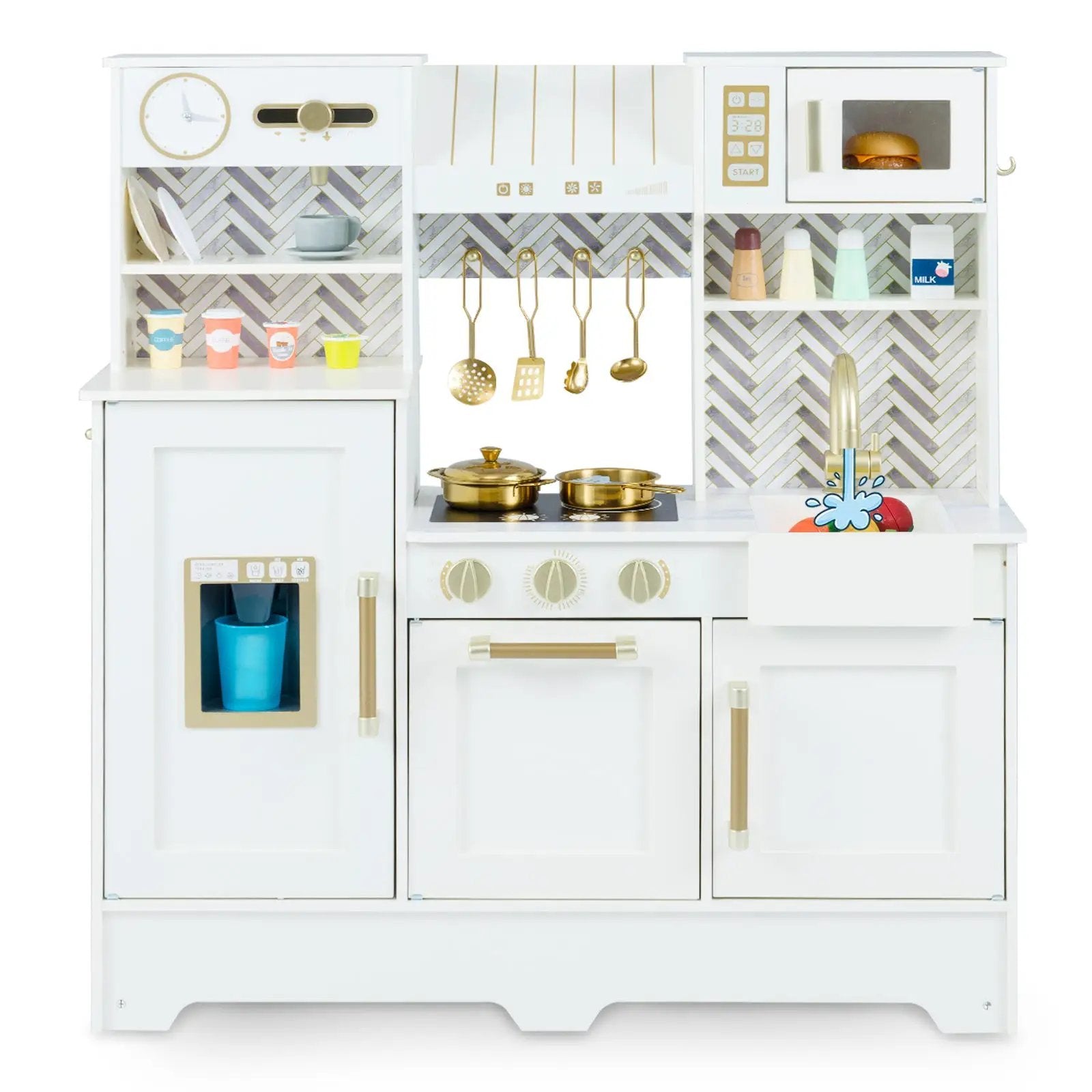 Kids Play Kitchen with Stoves and Faucet for Girls Boys Aged 3-6 by DirectDeals