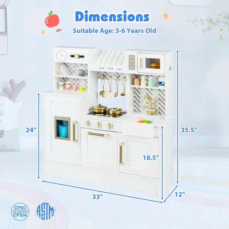 Kids Play Kitchen with Stoves and Faucet for Girls Boys Aged 3-6 by DirectDeals