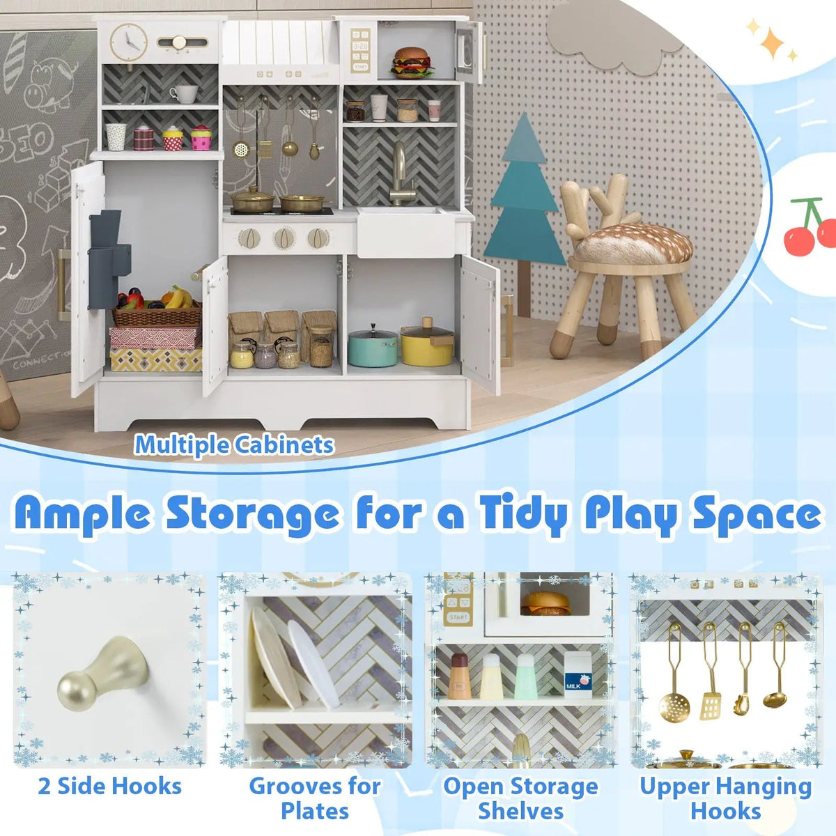 Kids Play Kitchen with Stoves and Faucet for Girls Boys Aged 3-6 by DirectDeals