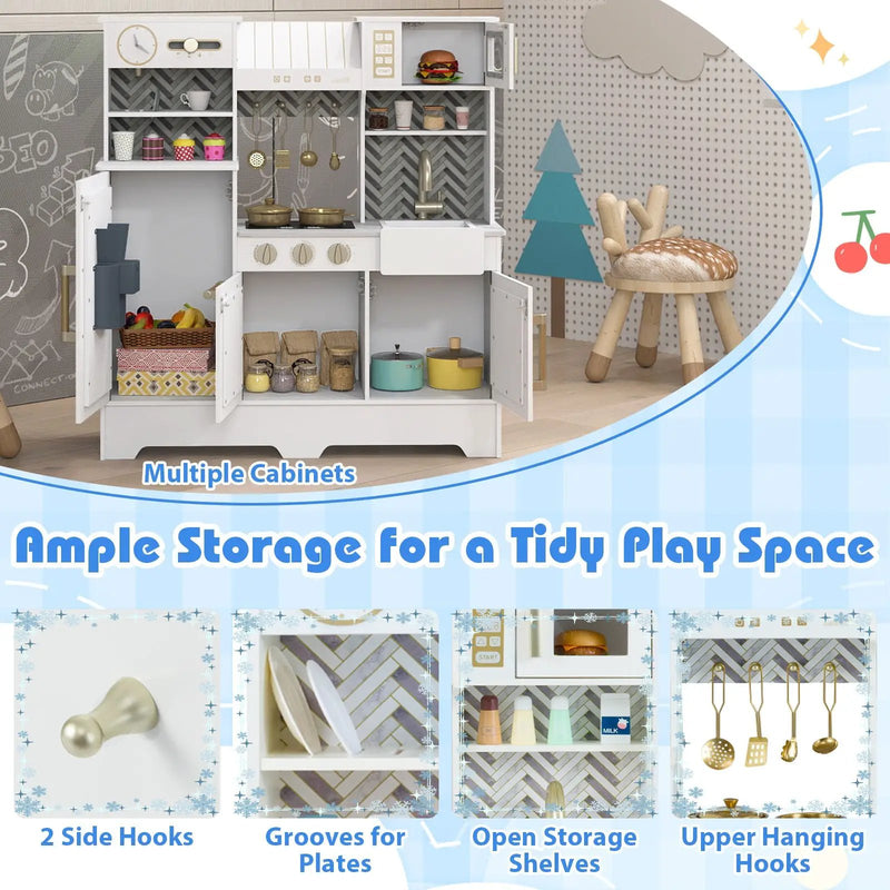 Kids Play Kitchen with Stoves and Faucet for Girls Boys Aged 3-6 by DirectDeals