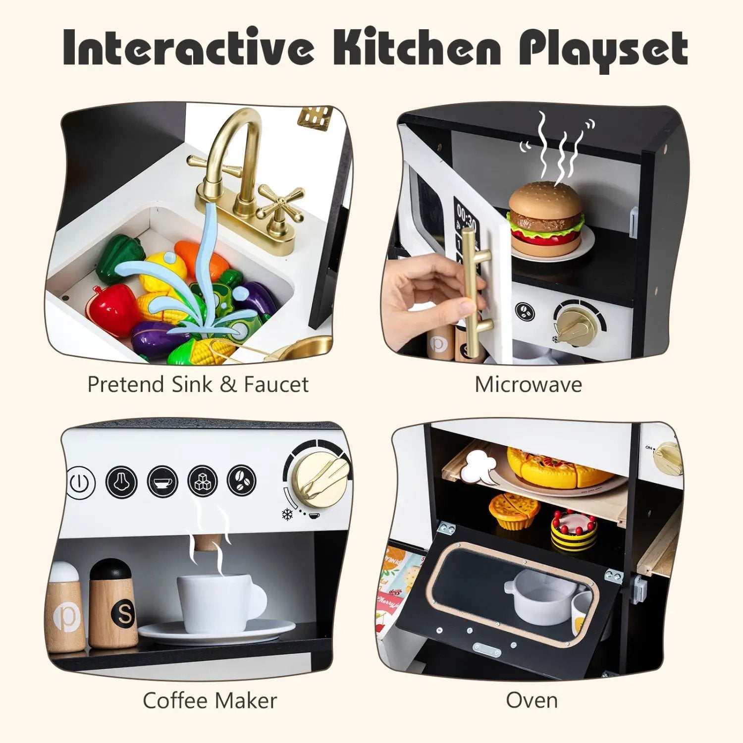 Kids Play Kitchen with Realistic Lights Sounds by DirectDeals