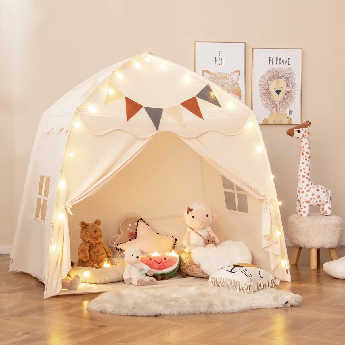 Kids Play Tent Bed Tent with String Lights Extra Large Playhouse Tent by DirectDeals
