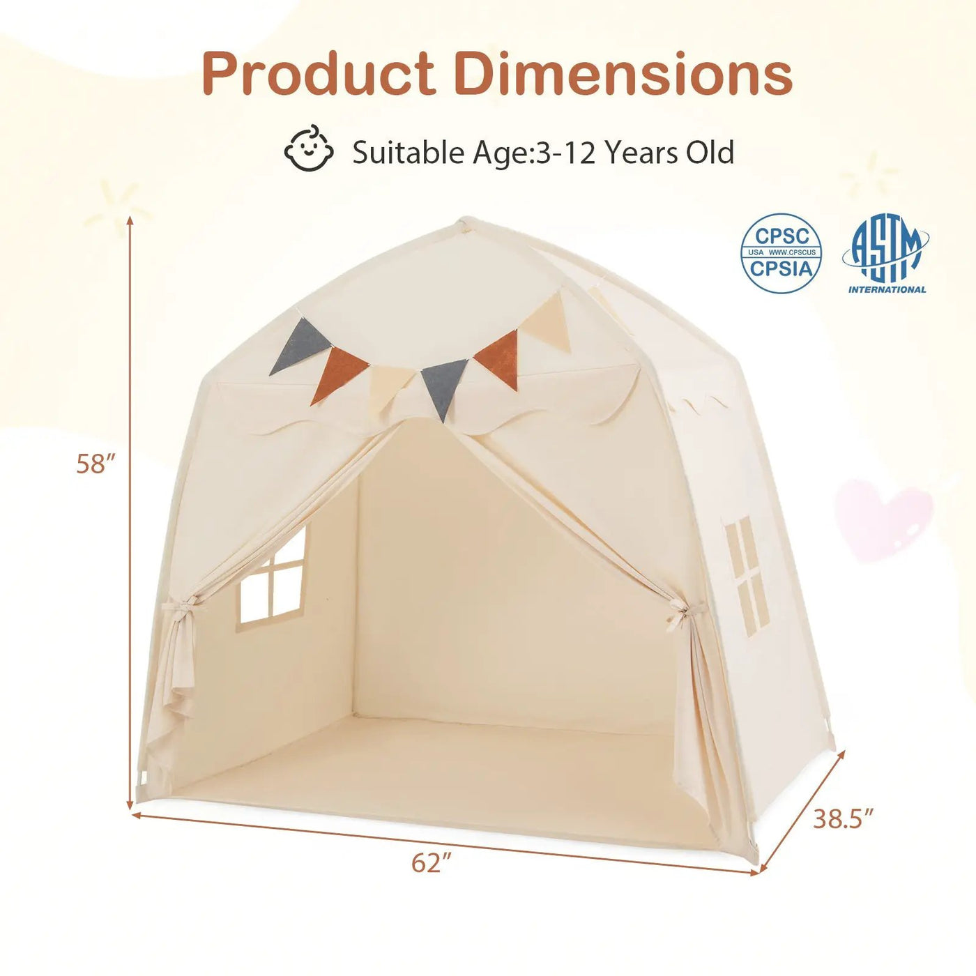 Kids Play Tent Bed Tent with String Lights Extra Large Playhouse Tent by DirectDeals