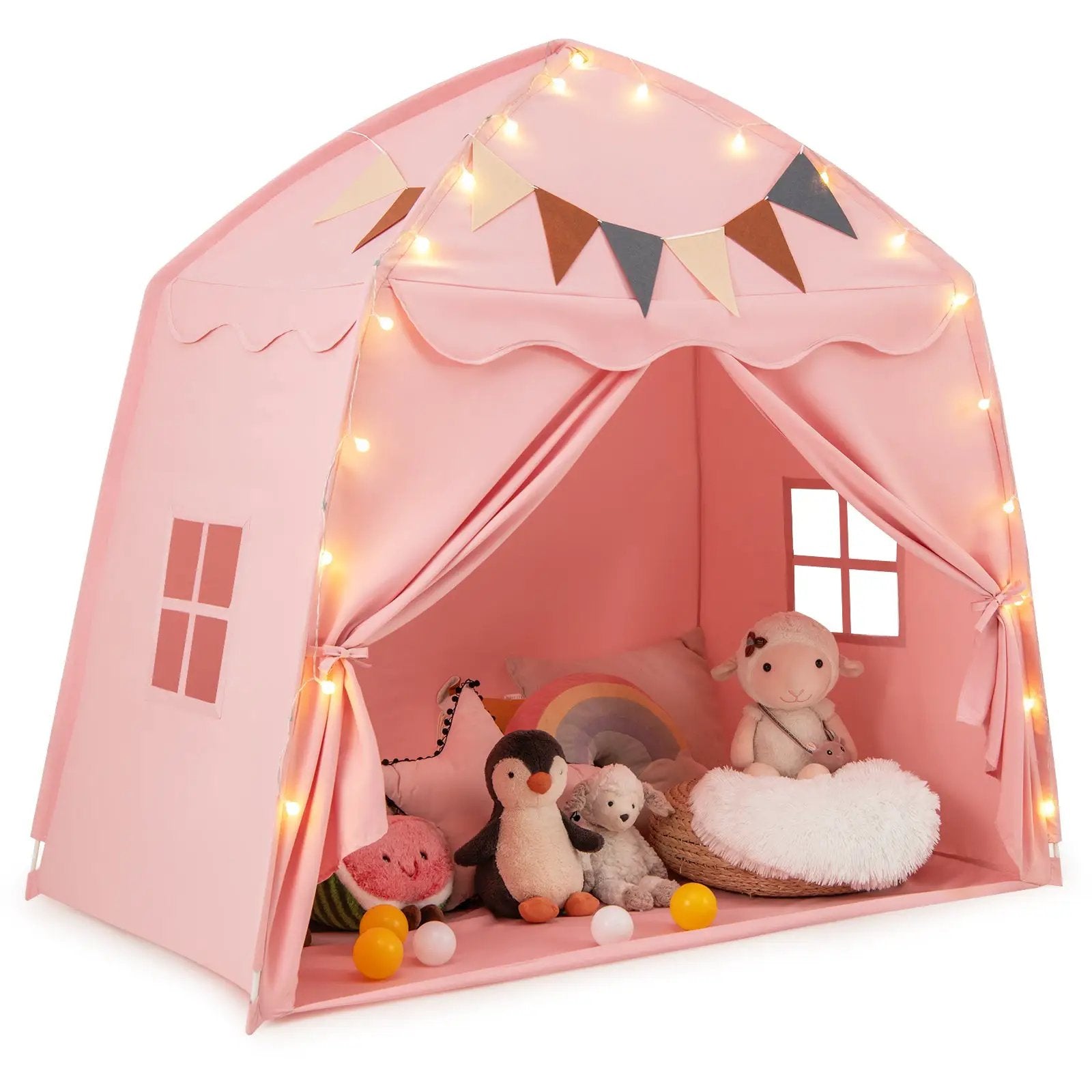 Kids Play Tent Bed Tent with String Lights Extra Large Playhouse Tent by DirectDeals
