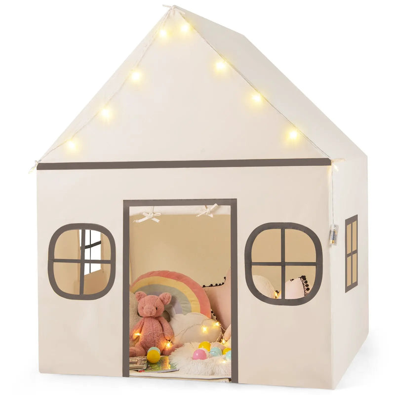 Kids Play Tent Large Playhouse with Door Curtain and Windows Star Lights by DirectDeals