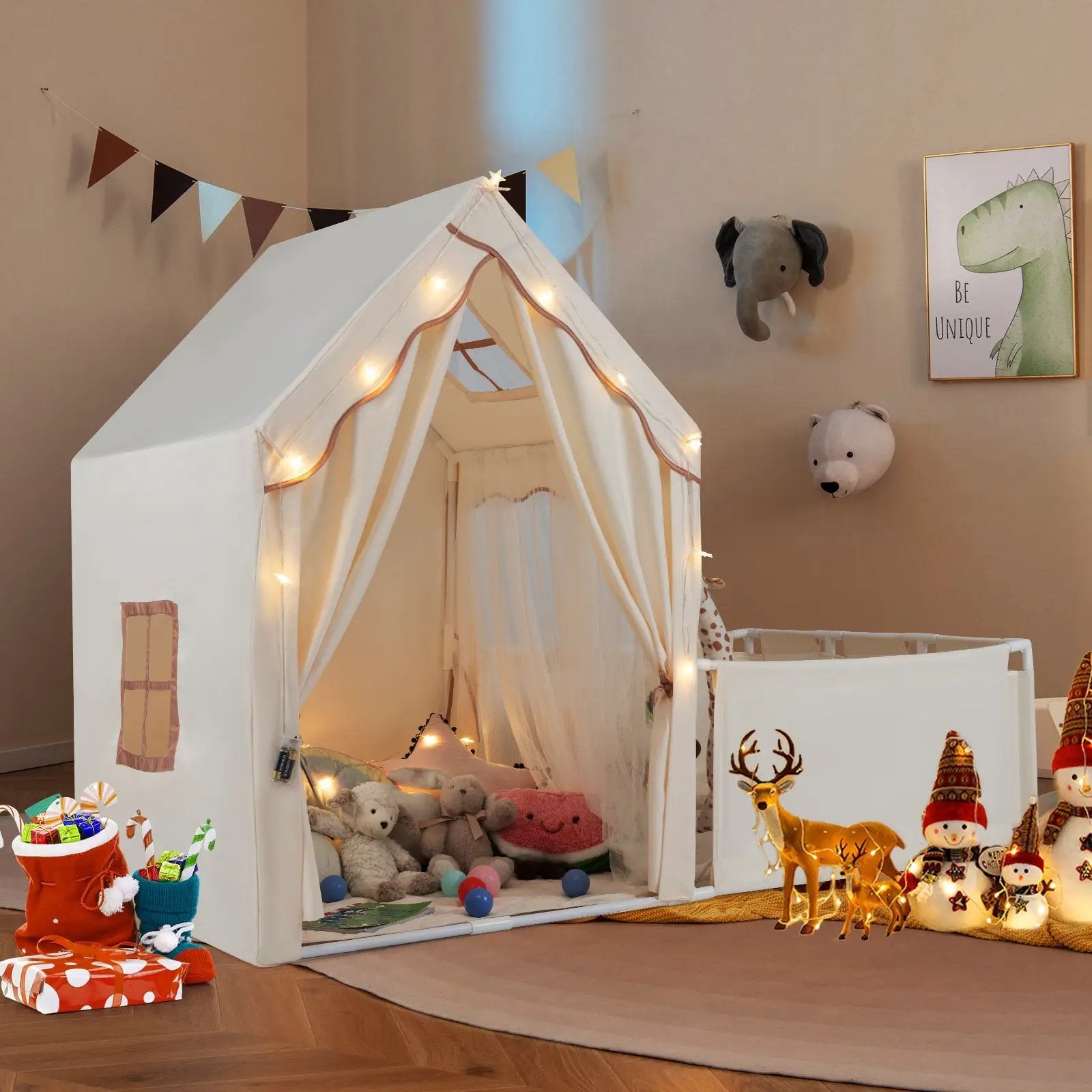 Kids Play Tent with Playpen 2-in-1 Toddler Playhouse with Yard by DirectDeals