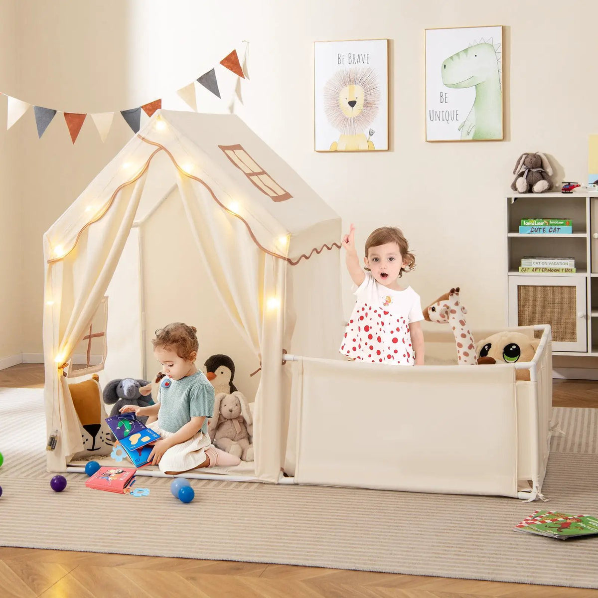 Kids Play Tent with Playpen 2-in-1 Toddler Playhouse with Yard by DirectDeals