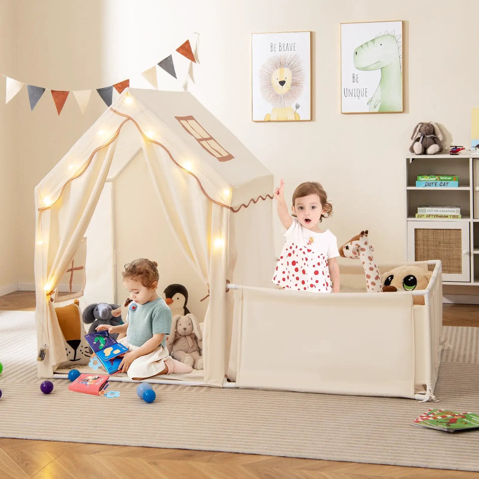 Kids Play Tent with Playpen 2-in-1 Toddler Playhouse with Yard by DirectDeals