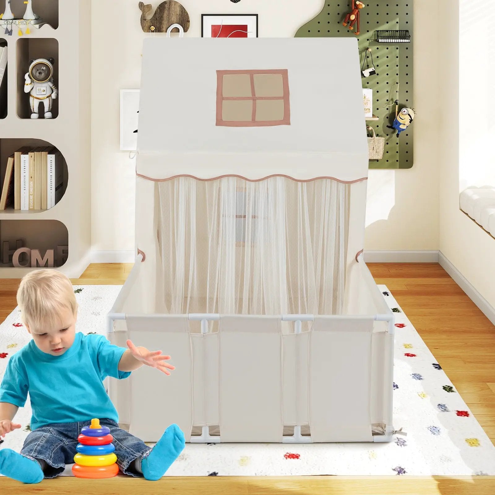 Kids Play Tent with Playpen 2-in-1 Toddler Playhouse with Yard by DirectDeals