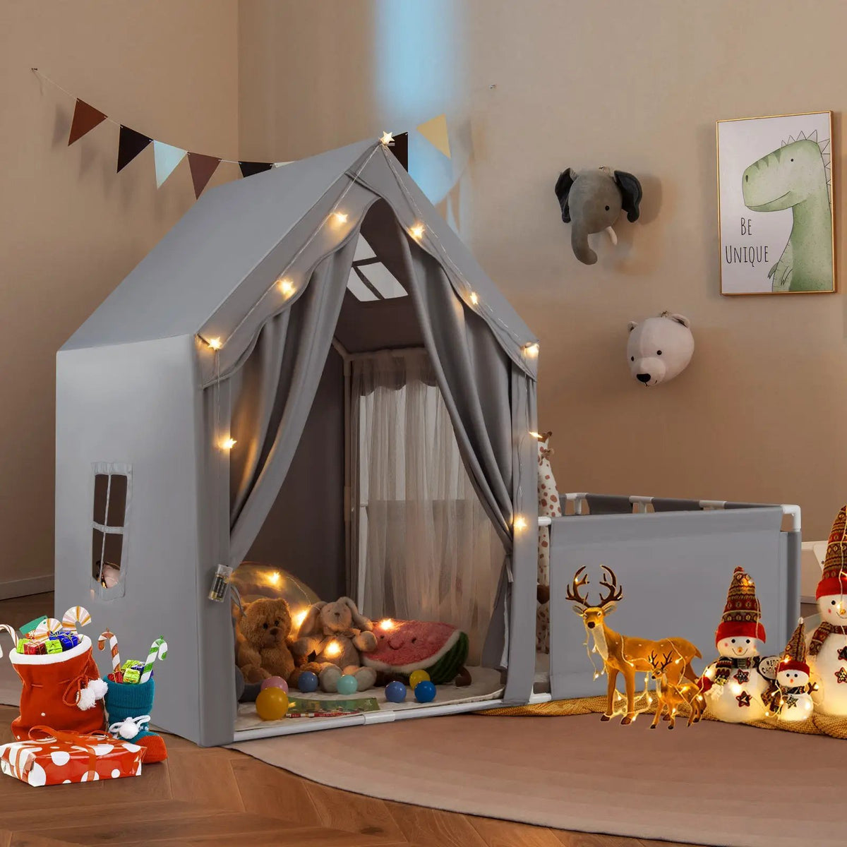 Kids Play Tent with Playpen 2-in-1 Toddler Playhouse with Yard by DirectDeals