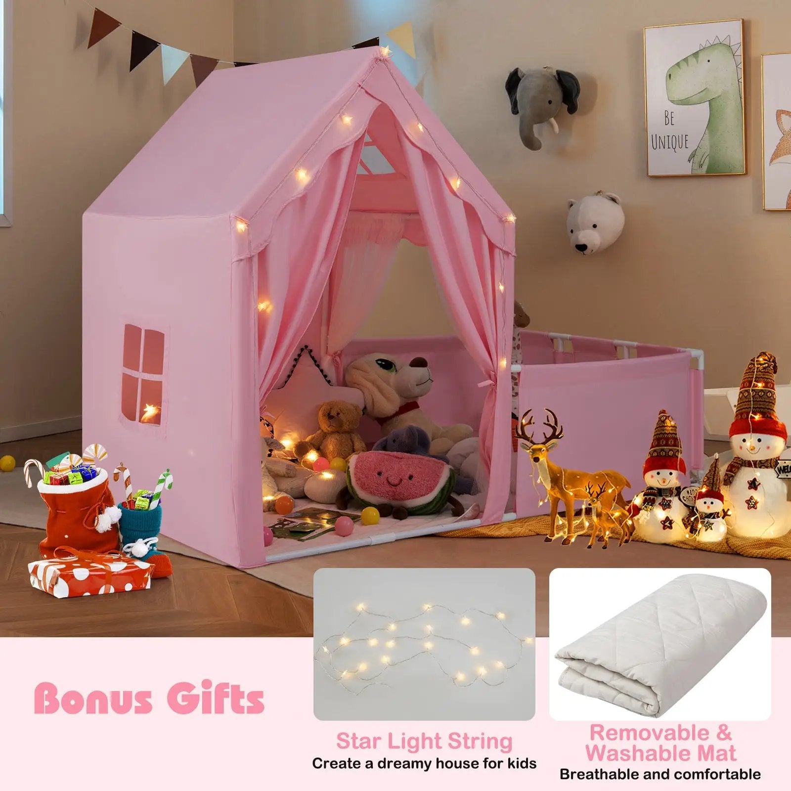 Kids Play Tent with Playpen 2-in-1 Toddler Playhouse with Yard by DirectDeals