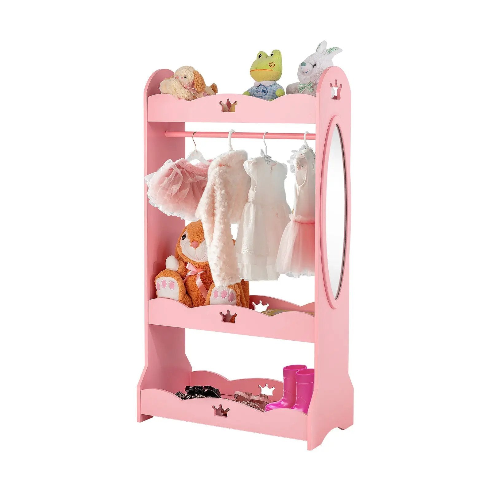 Kids Pretend Costume Closet with Mirror-Pink by DirectDeals