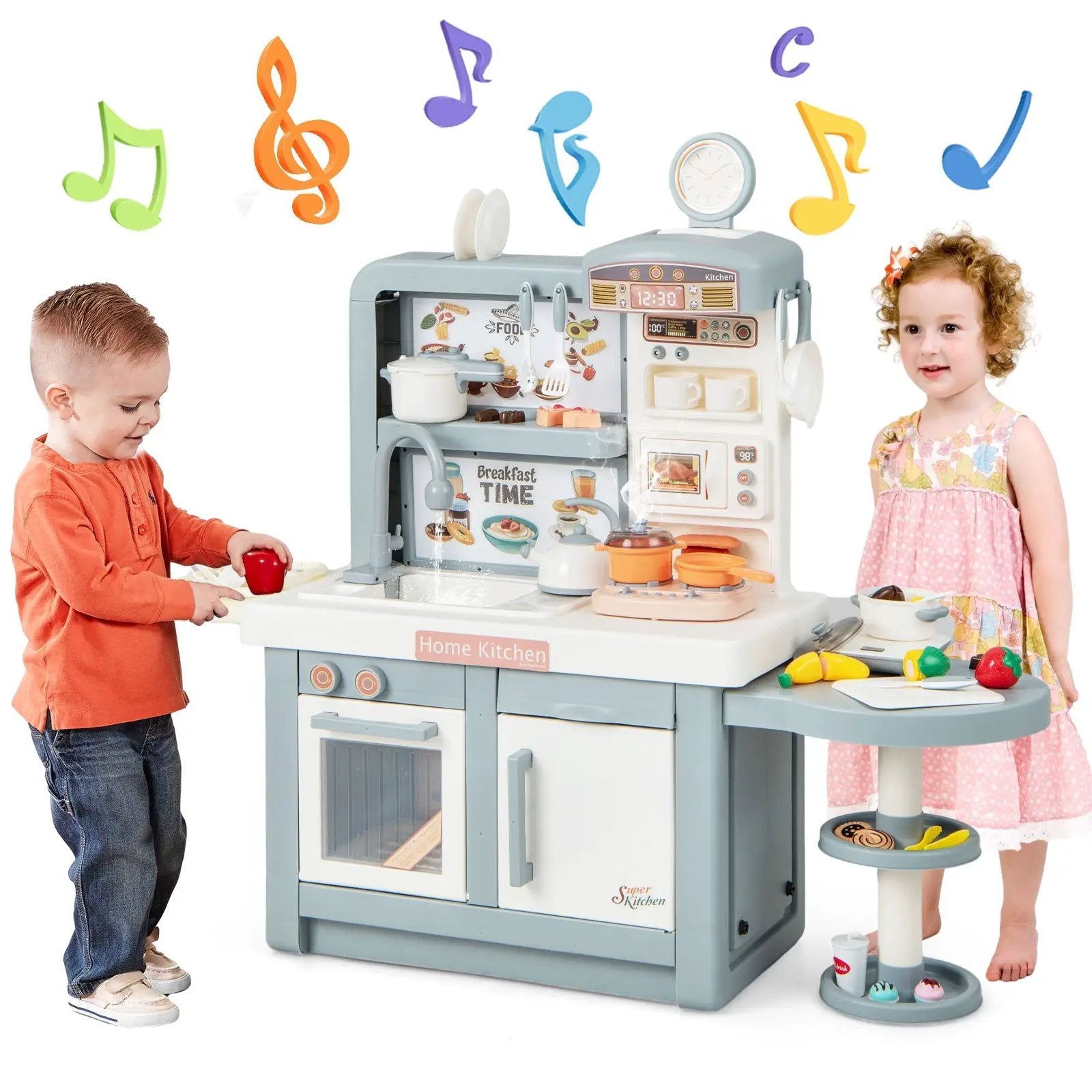 Kids Play Kitchen Toy with Stove Sink Oven with Light and Sound by DirectDeals