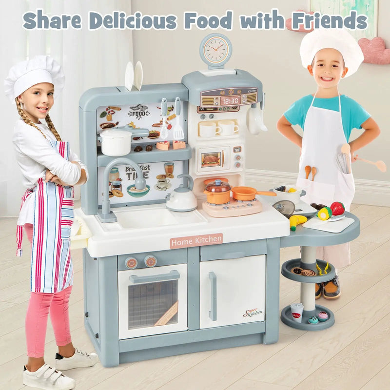 Kids Play Kitchen Toy with Stove Sink Oven with Light and Sound by DirectDeals