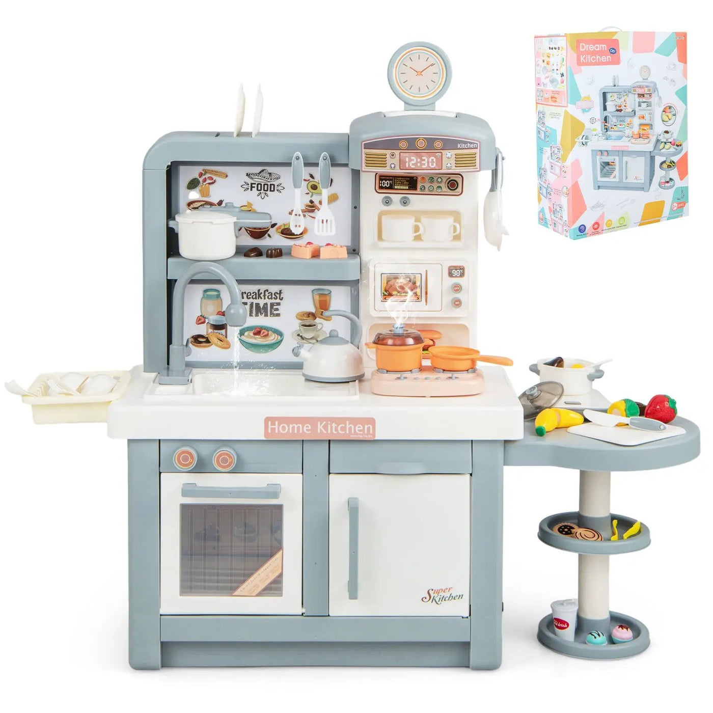 Kids Play Kitchen Toy with Stove Sink Oven with Light and Sound by DirectDeals