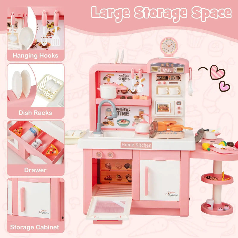 Kids Play Kitchen Toy with Stove Sink Oven with Light and Sound by DirectDeals