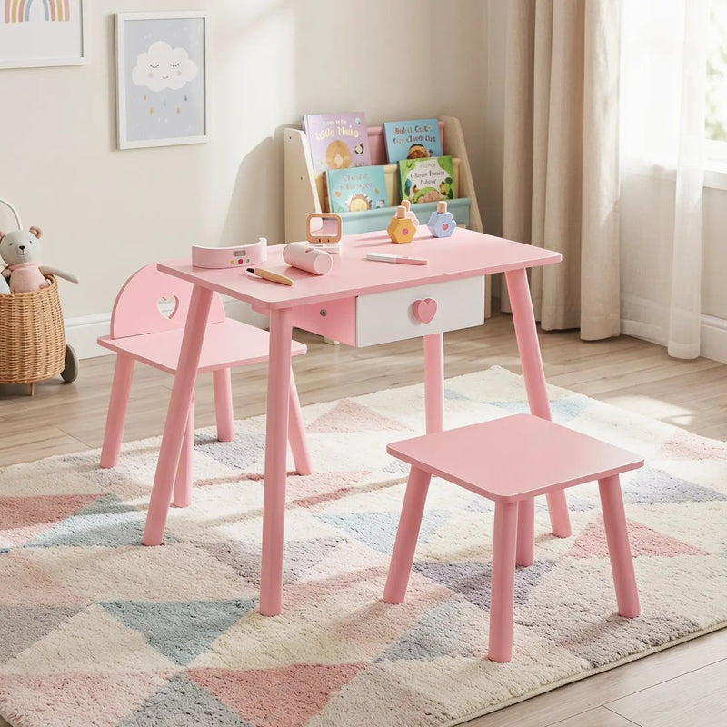 Kids Pretend Nail Salon Playset with Table and Stools by DirectDeals