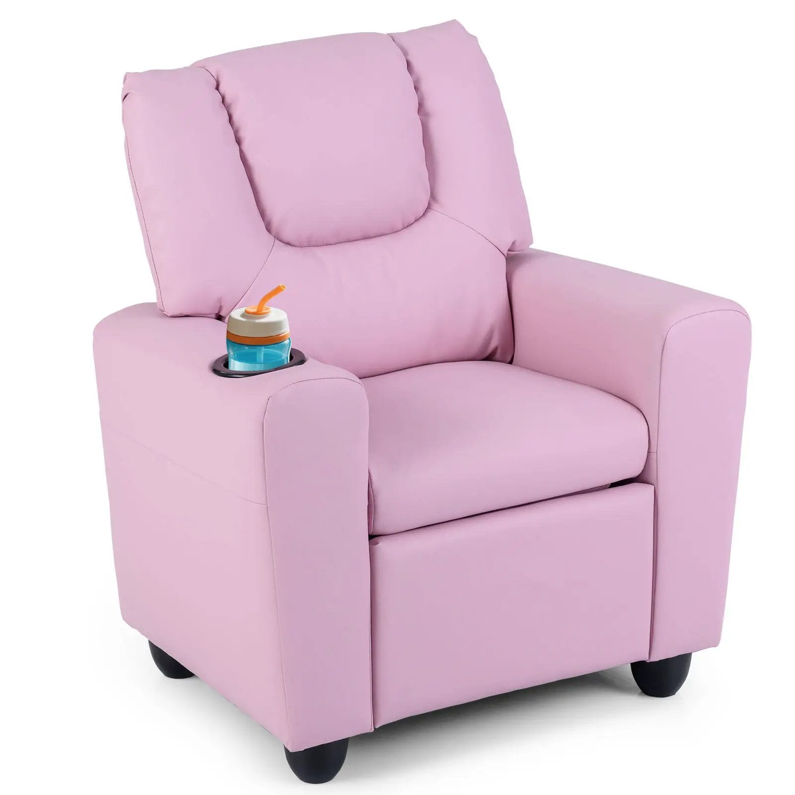 Kids Recliner Chair Push Back Toddler Reclining Armchair with Cup Holder by DirectDeals