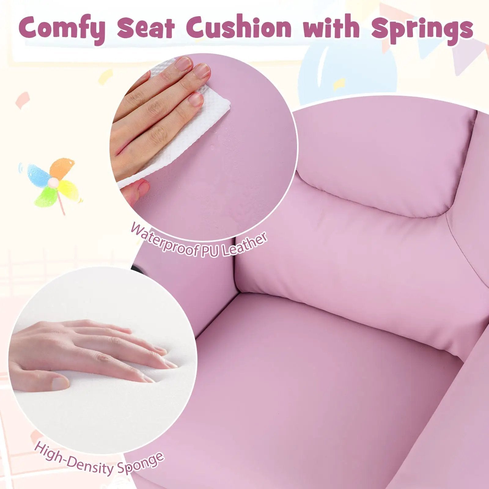 Kids Recliner Chair Push Back Toddler Reclining Armchair with Cup Holder by DirectDeals