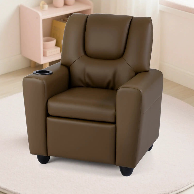 Kids Recliner Chair Push Back Toddler Reclining Armchair with Cup Holder by DirectDeals