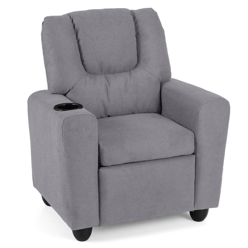 Kids Recliner Chair Push Back Toddler Reclining Armchair with Cup Holder by DirectDeals