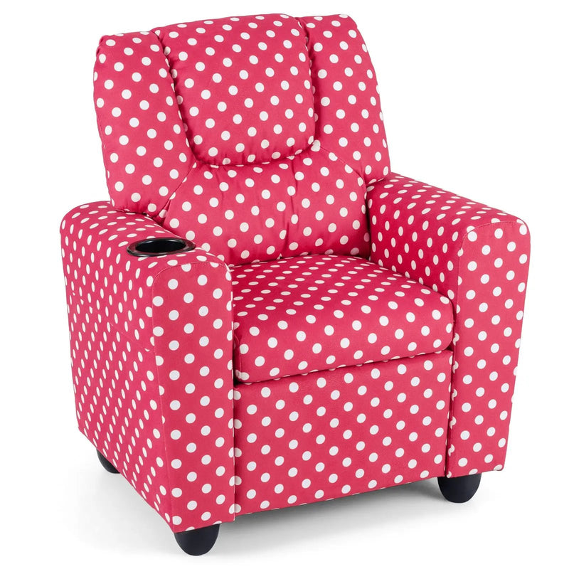 Kids Recliner Chair Push Back Toddler Reclining Armchair with Cup Holder by DirectDeals