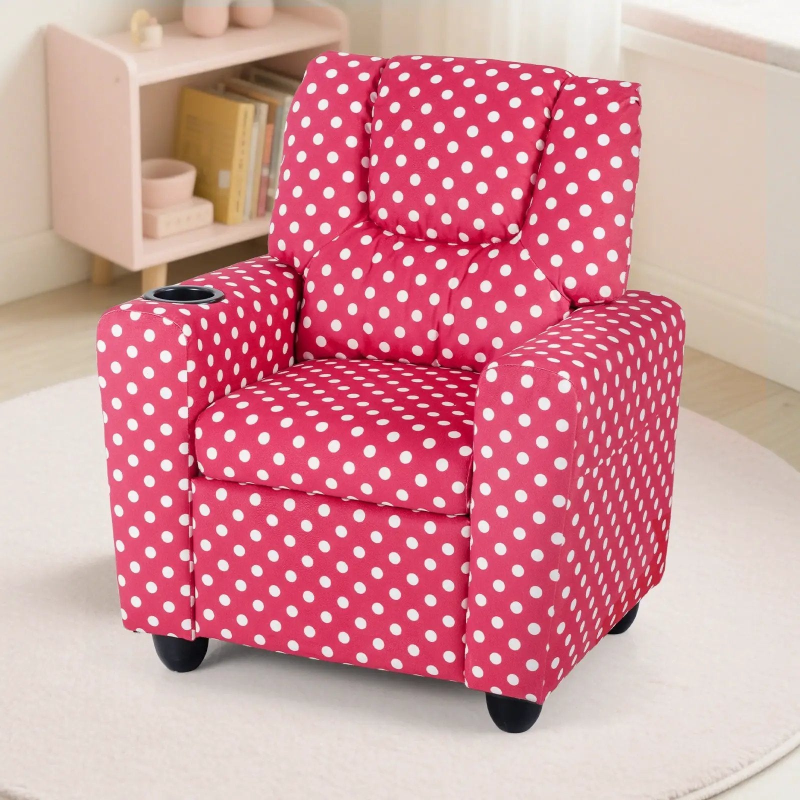 Kids Recliner Chair Push Back Toddler Reclining Armchair with Cup Holder by DirectDeals