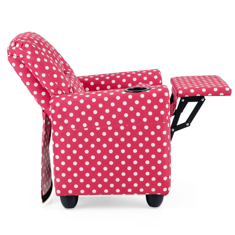 Kids Recliner Chair Push Back Toddler Reclining Armchair with Cup Holder by DirectDeals