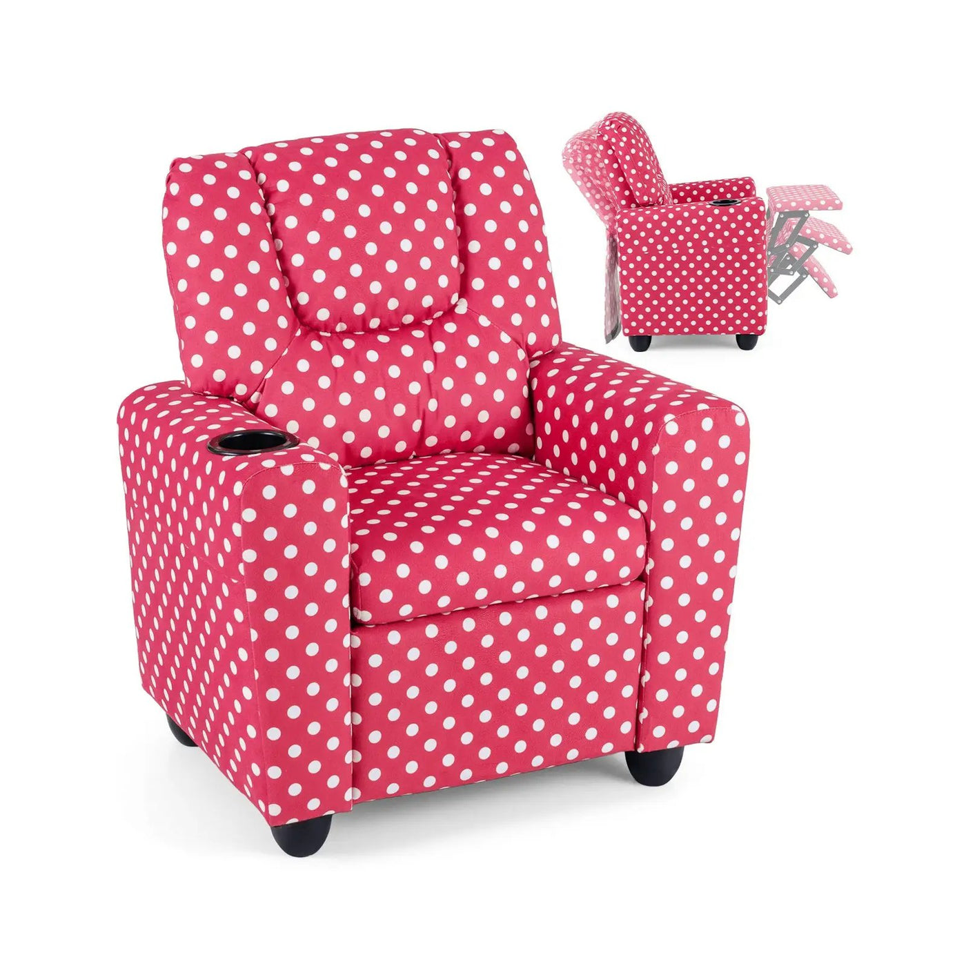 Kids Recliner Chair Push Back Toddler Reclining Armchair with Cup Holder by DirectDeals