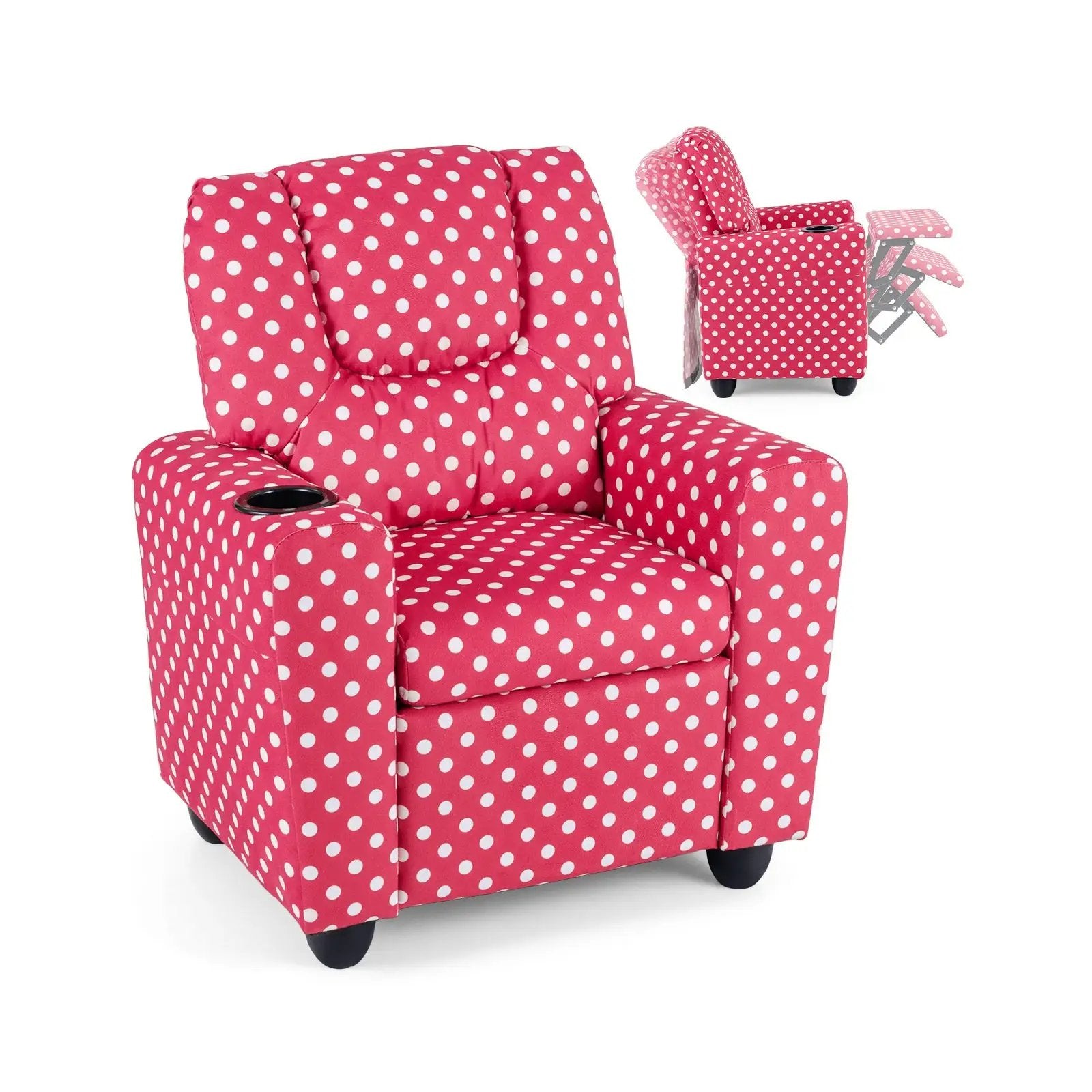 Kids Recliner Chair Push Back Toddler Reclining Armchair with Cup Holder by DirectDeals