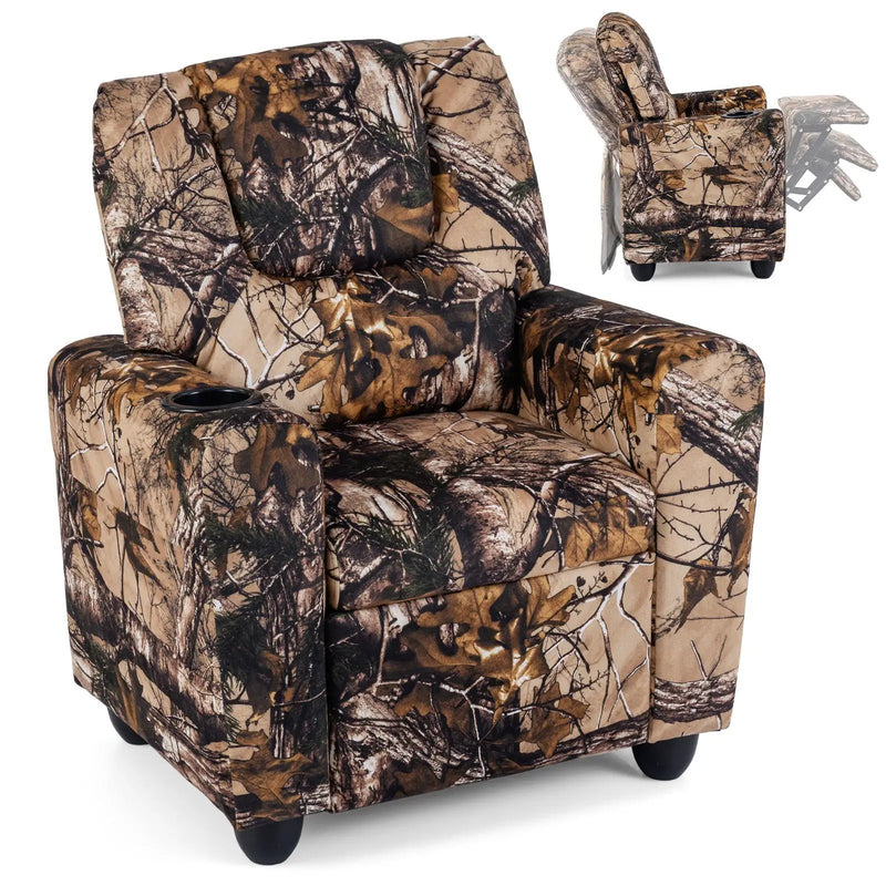 Kids Recliner Chair Push Back Toddler Reclining Armchair with Cup Holder by DirectDeals