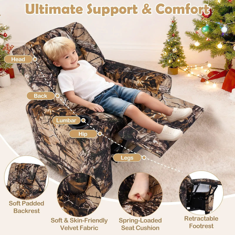 Kids Recliner Chair Push Back Toddler Reclining Armchair with Cup Holder by DirectDeals