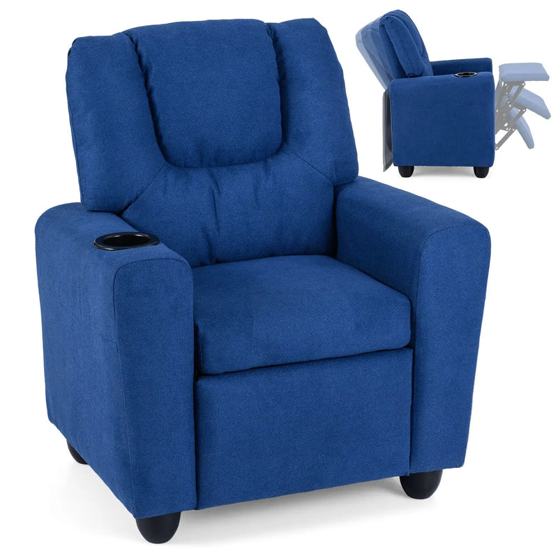 Kids Recliner Chair Push Back Toddler Reclining Armchair with Cup Holder by DirectDeals