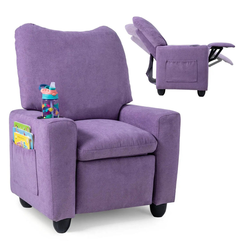 Kids Recliner Sofa with Adjustable Footrest and Cup Holder by DirectDeals