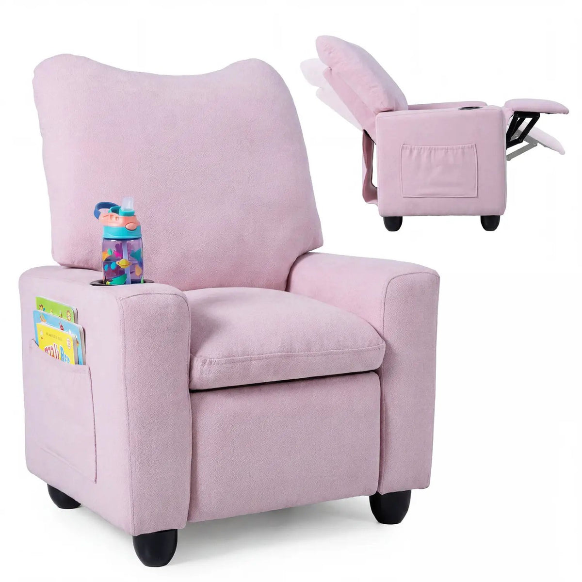 Kids Recliner Sofa with Adjustable Footrest and Cup Holder by DirectDeals